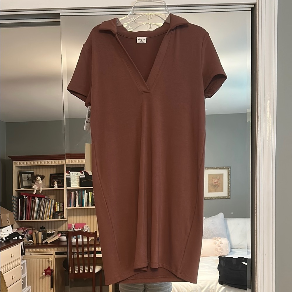 Aritzia Brown Sheath Polo Mini Dress